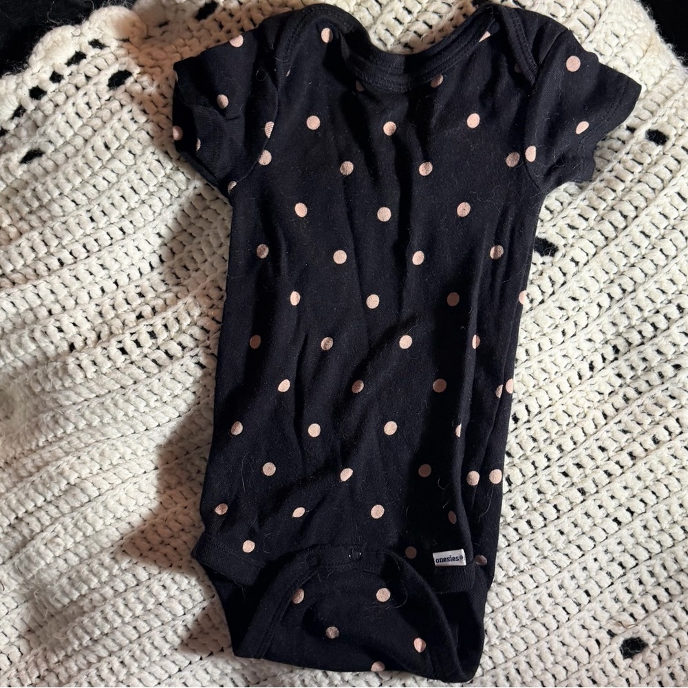 Black Polka Dot Baby Onesie